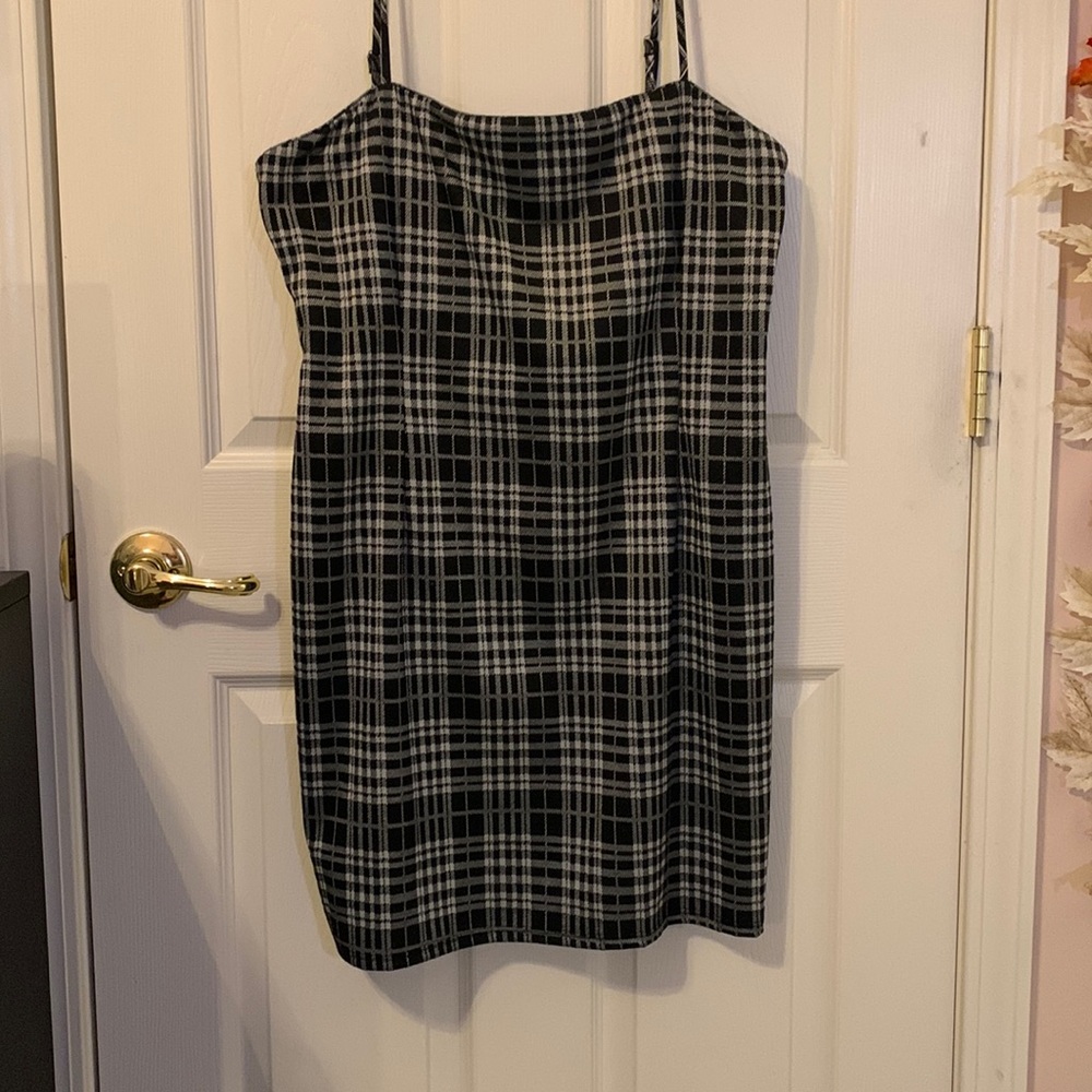 Hollister plaid Black & White spaghetti strap dress XXL  (fits like a…
